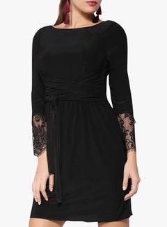 Buy Lace Detail Dress Black in Saudi Arabia