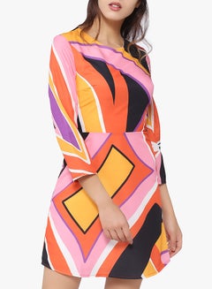 Buy Geometric Print Dress Multicolour in UAE