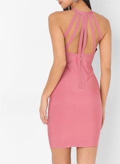 halter neck knee length dress