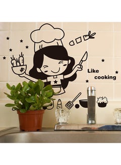 Buy Cute Chef Chopping  Kitchen Wall Sticker Multicolour 20x30centimeter in UAE