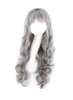 اشتري شعر مستعار طويل مموج للنساء مزود بغرة يصلح للاستخدام اليومي والحفلات التنكرية أبيض في السعودية
