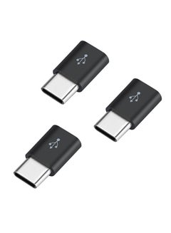 Buy 3-Piece USB-C Type-C To Micro USB Data Charging Adapter For Android Phone Black in UAE