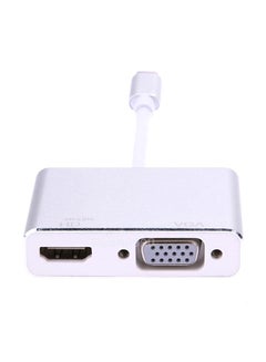 Buy USB- C To HDMI Vga Adapter, 2 In 1 USB 3.1 Type C To Vga HDMI 4K Uhd Converter Silver in Saudi Arabia