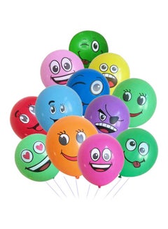 Buy 10-Piece Cute Printed Big Eyes Emoji Smiley Face Latex Balloons in Egypt