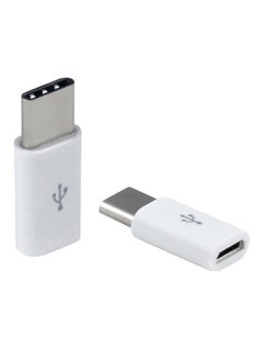 اشتري موصل مكون من قطعتين من نوع أنثى Micro USB إلى نوع ذكر Type C 3.1 أبيض في الامارات