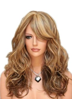 Buy Blond Big Wavy With Bangs Long Wigs Natural As Real Hair Brown in Saudi Arabia