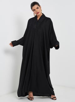 Buy Embroidered Detail Abaya Black in UAE