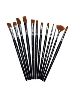 Buy 12-Piece Paint Brush Black/Silver/Brown 10.3 x 5.2 x 0.4centimeter in Saudi Arabia