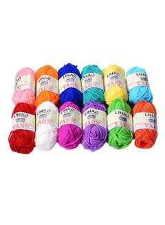 Buy 12-Piece keins Mini Yarn For Knitting Crochet Craft Set Multicolour 11.5x9.3x1.6inch in Saudi Arabia