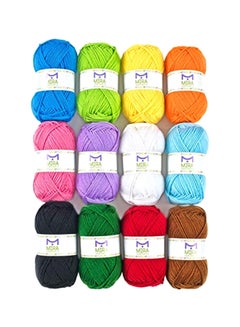 Buy Pack Of 12 Knitting And Crochet Yarn Starter Set Multicolour 5x5x3.5inch in Saudi Arabia