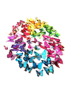 Buy 72-Piece 3D Colourful Butterfly Wall Sticker Yellow/Red/Green in UAE