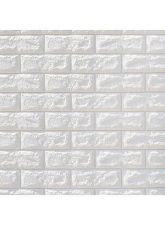 Buy 5-Piece 3D Waterproof Wall Covering Imitation Brick Stickers White 70x77x0.9centimeter in Egypt