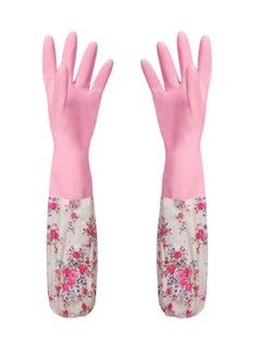 Buy Winter Plus Velvet Latex Gloves Pink 49.5cm in Saudi Arabia