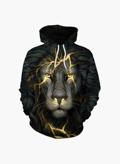 Buy 3D Printing Long Sleeve Hoodie Black/Yellow in Saudi Arabia