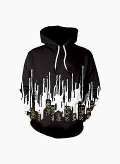 Buy 3D Printing Long Sleeve Hoodie Black/White in Saudi Arabia