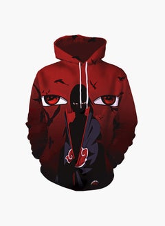 Buy 3D Printing Long Sleeve Hoodie Red in UAE