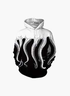 Buy 3D Printing Long Sleeve Hoodie Black/White in Saudi Arabia