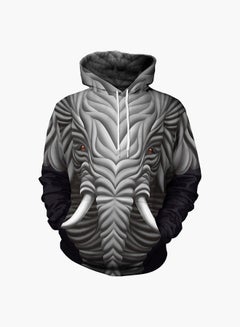 اشتري 3D Printing Long Sleeve Hoodie رمادي/أسود في الامارات