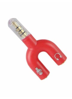 Buy U Shape 3.5mm One To Two Stereo Audio Earphone Mic Splitter Adapter Connector Red in Saudi Arabia