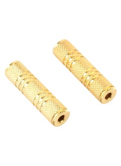 Buy 2Pcs 3.5mm Stereo Audio Gold Plated Female To Female Jack Coupler Adapter Gold in Saudi Arabia