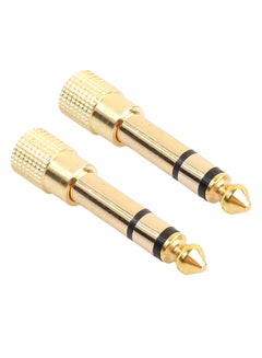 Buy 2-Piece 6.3mm 1/4 Male Plug to 3.5mm 1/8 Female Jack Stereo Headphone Audio Adapter Gold in Saudi Arabia