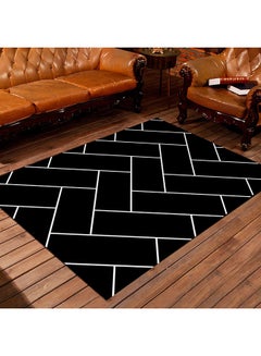 Buy Modern Geometry Pattern Floor Mat Black 120X160cm in Saudi Arabia