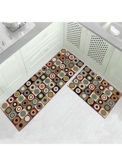 Buy 1-Piece Luxurious Modern Geometric Pattern Rectangular Anti-Slip Kitchen Floor Mat Multicolour 50x160cm in UAE