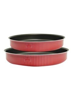 Buy 2-Piece Round Oven Dish Red/Black 26x30centimeter in Saudi Arabia