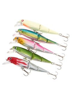 Buy 5-Piece 3D Eyes Artificial Crank Hard Fishing Lure With Treble Hook Set 11cm in UAE