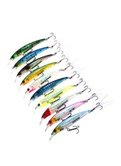 Buy 10-Piece Hard Artificial Diving Minnow Fishing Lure Set in UAE