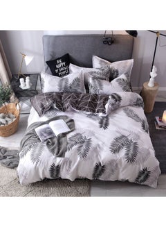 Buy 4-Piece Floral Printed Duvet Cover Set Cotton Black/White in UAE