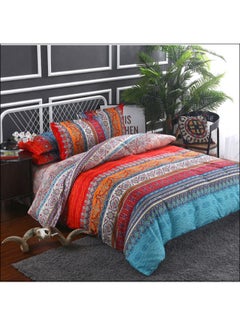 Buy 4-Piece Gorgeous Floral Design Duvet Cover Set Cotton Multicolour Queen in Saudi Arabia