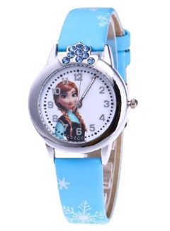 اشتري ساعة يد الأميرة إلسا بعقارب طراز KIDW024 - قياس 30 مم - لون أزرق للبنات في الامارات