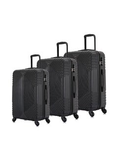 Buy Hardside 3 Piece Luggage Trolley Set Black in Egypt