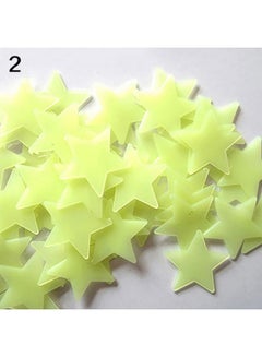 Buy 100-Piece 3D Glow in the Dark Stars Ceiling Wall Stickers Yellow 3centimeter in Saudi Arabia