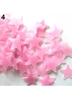 Buy 100-Piece 3D Stars Glow In The Dark Ceiling Wall Stickers Pink in UAE