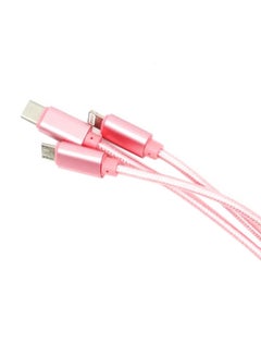 اشتري 3 In 1 Type-C Charging And Data Sync Cable For iPhone وردي 1 متر في الامارات