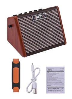 Buy Portable Acoustic Guitar Amplifier With Microphone Brown in UAE