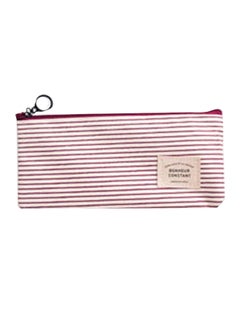 Buy Striped Minimalism Canvas Pencil Case Pink in Saudi Arabia