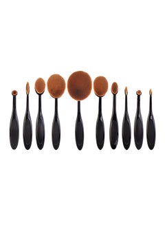 Buy Set Of 10 Oval Makeup Brushes Black in UAE