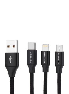 Buy 3-In-1 Micro USB Data Sync Type-C Lightning Charging Cable Black in UAE