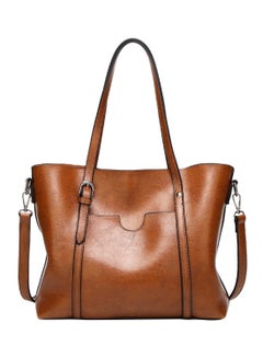 Buy Retro Leather Tote Bag Brown in UAE