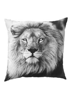 Buy Lion Print Cushion Cotton Grey 50centimeter in Saudi Arabia