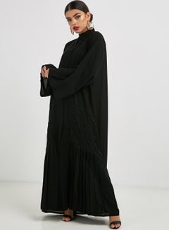 Buy Pleat Styled Abaya Black in UAE