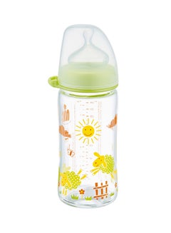 Buy Wide Neck Glass Bottle, Heat Resistant Feeding Bottle, Non-Drip, BPA Free, 240 mL, Green Sheep, Unisex in UAE