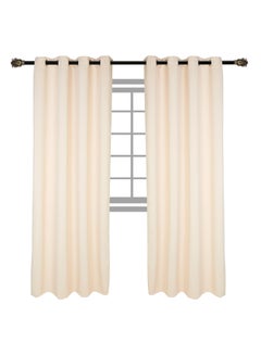 Buy 4-Piece Uni-Blackout Curtain Beige in Saudi Arabia