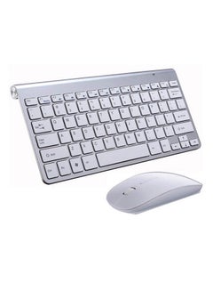 Buy 2.4G Textured Ultra Thin Wireless Keyboard Mouse Combo For Apple Mac Silver in UAE