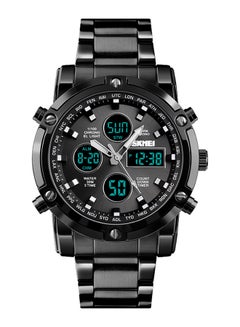 اشتري ساعة يد رقمية بعقارب وسوار من الإستانلس ستيل طراز J41BB - مقاس 48 مم - لون أسود للرجال في السعودية
