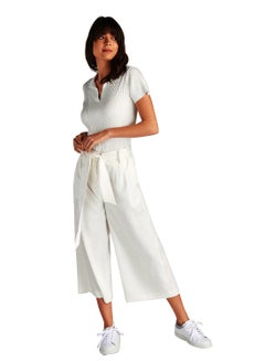 Buy Classic Loose Fit Trouser With Belt White in UAE