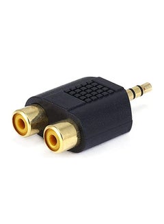 Buy Plug To 2 RCA Jack Splitter Adaptor Converter Black/Gold in UAE